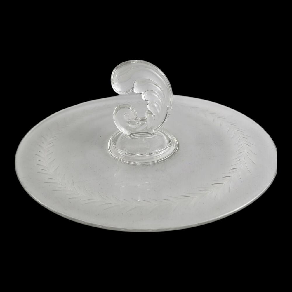 Vintage Fostoria Clear Etched Sonaton Center Handle Glass Serving Tray "11"